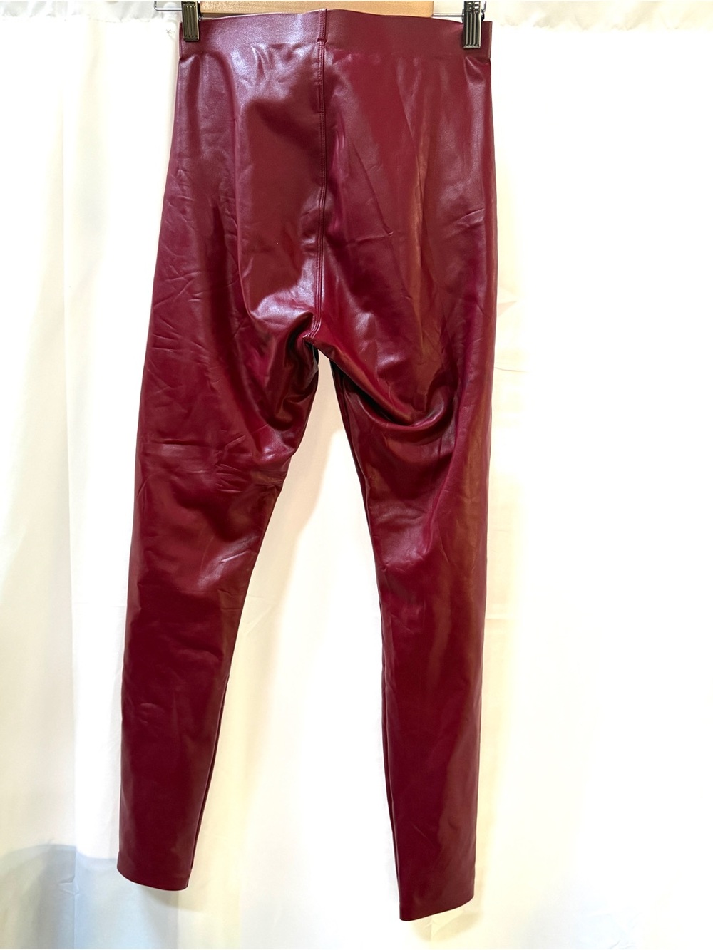 Cherry Red Faux Leather Leggings, Size S - Picture 4 of 7